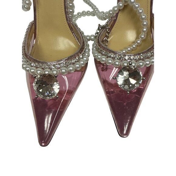MACH & MACH Diamond of Elizabeth Pumps Women's Pink Pearl Pointed EU 36.5 US 6.5 - Picture 4 of 14
